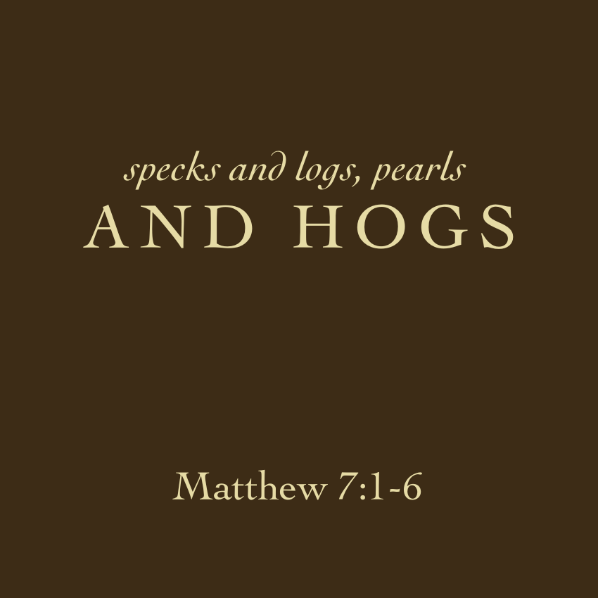 Specks and Logs, Pearls and Hogs